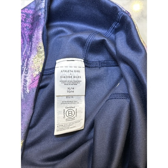 NWOT Athleta Girl x Simone Biles Reversible Leggings Girls Size 14 XL - Picture 7 of 11